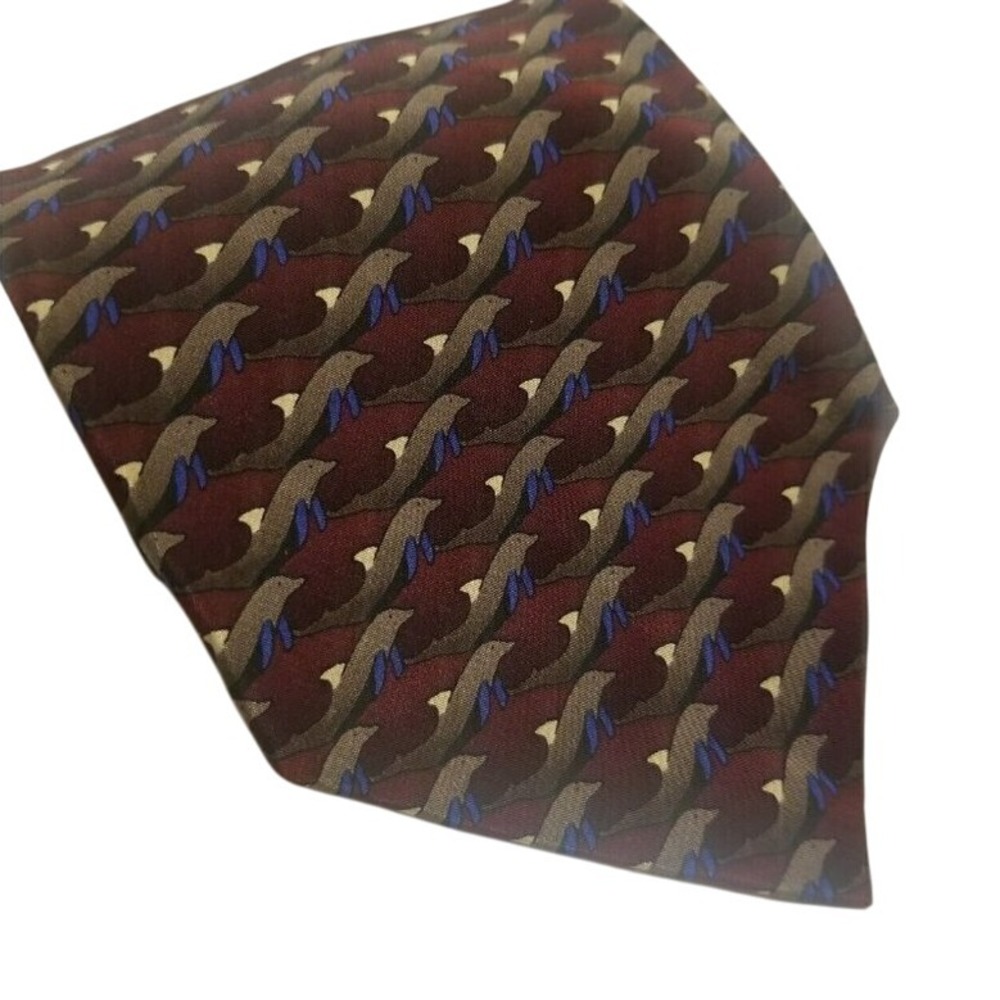 Mens Silk Tie The Nature‎ Conservancy Dolphin Preservation Collection Burgundy